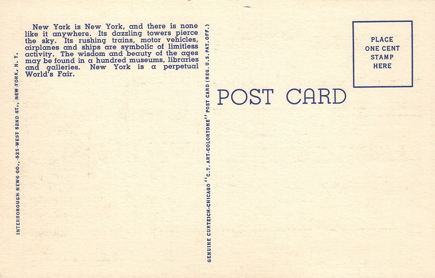 New York NY Large Letter Postcard