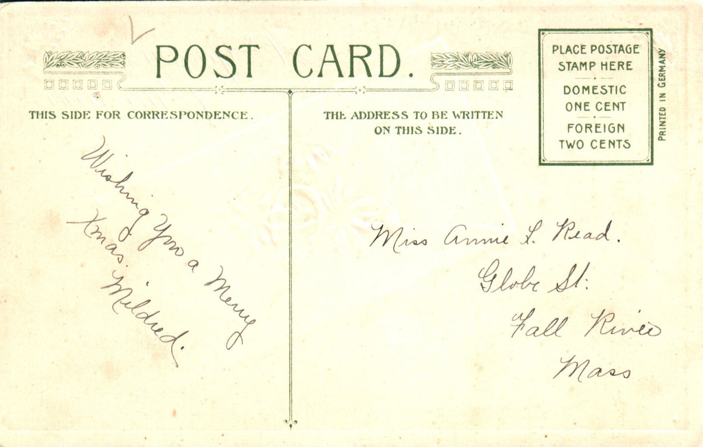 John Winsch A Joyous Christmas Envelope Vintage Poinsettia Postcard