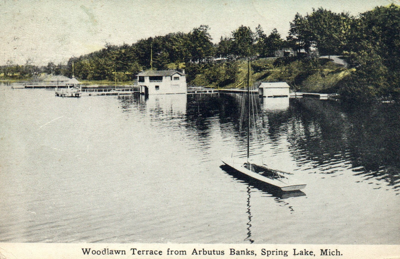 Woodland Terrace from Arbutus Banks, Spring Lake Mich Mi Michigan Postcard