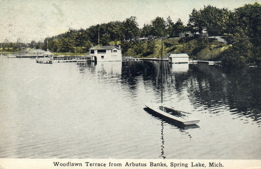 Woodland Terrace from Arbutus Banks, Spring Lake Mich Mi Michigan Postcard