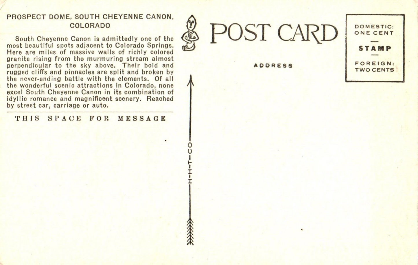 Prospect Dome South Cheyenne Canon in Colorado Springs Colorado CO Postcard