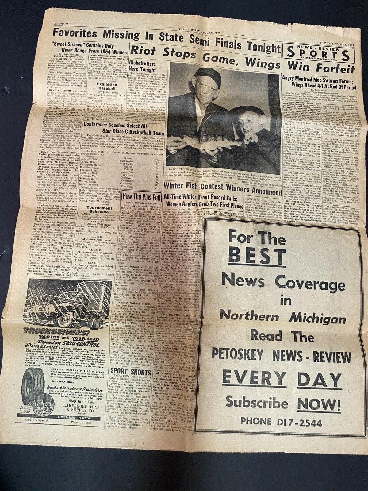 1955 Radioactive Dust From Tests hit Michigan Petoskey News review Newspaper