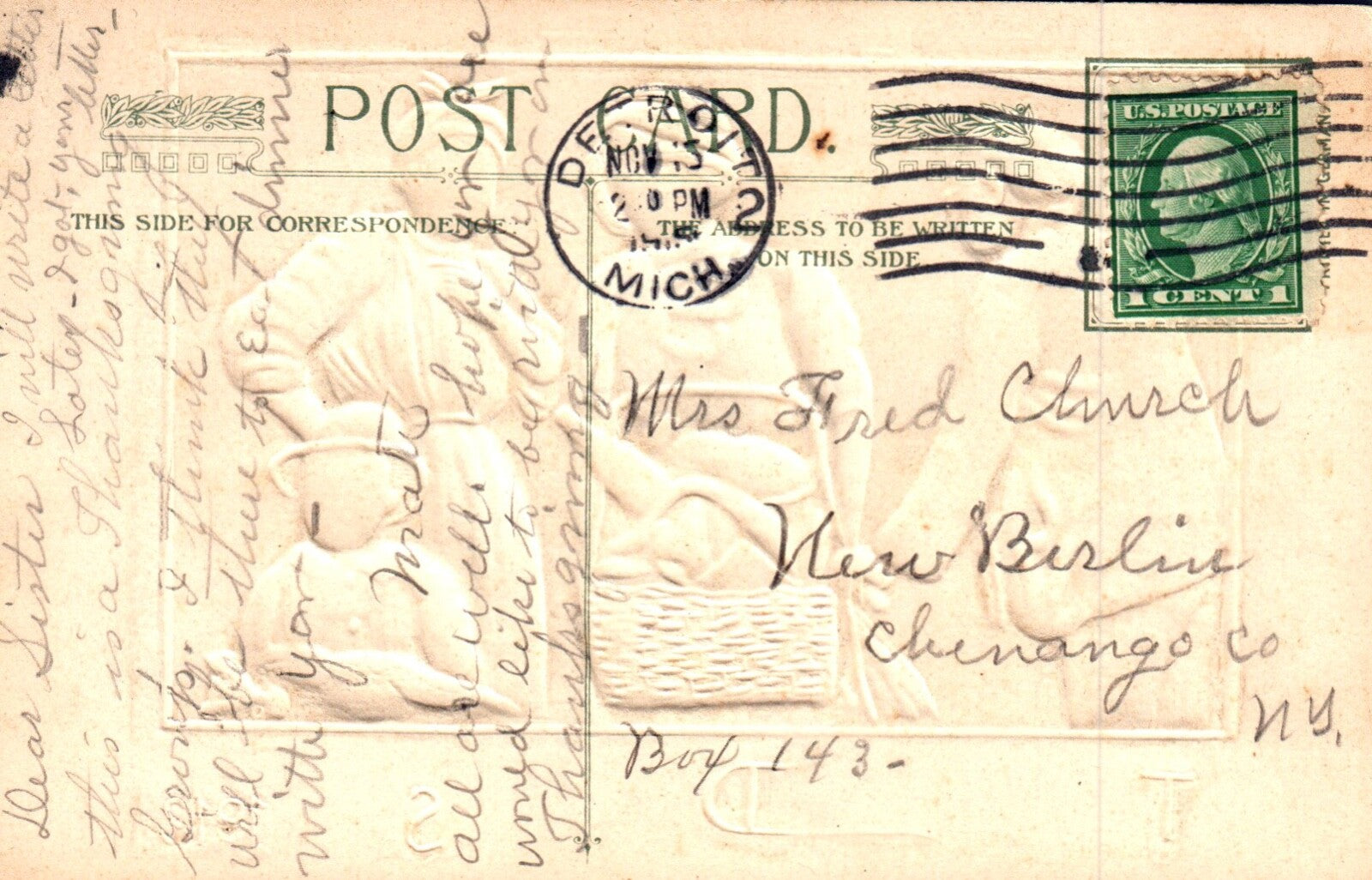 Winsch Thanksgiving Day in the South 1919 Vintage Thanksgiving Postcard