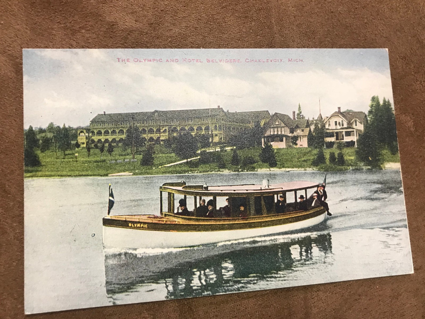 Old Boat The Olympic Hotel Belvidere Charlevoix MI Michigan Postcard