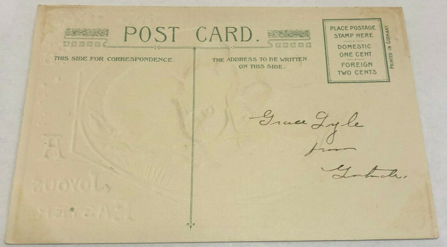 Rare 1910 John Winsch Easter Chicks with Grasshopper Vintage Postcard