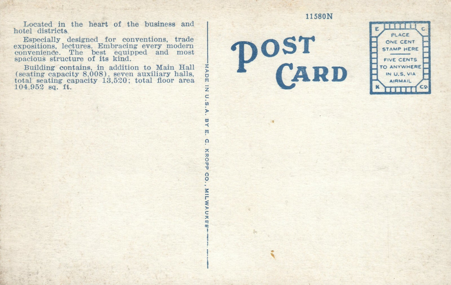 The Auditorium Milwaukee WIS Wisconsin Postcard