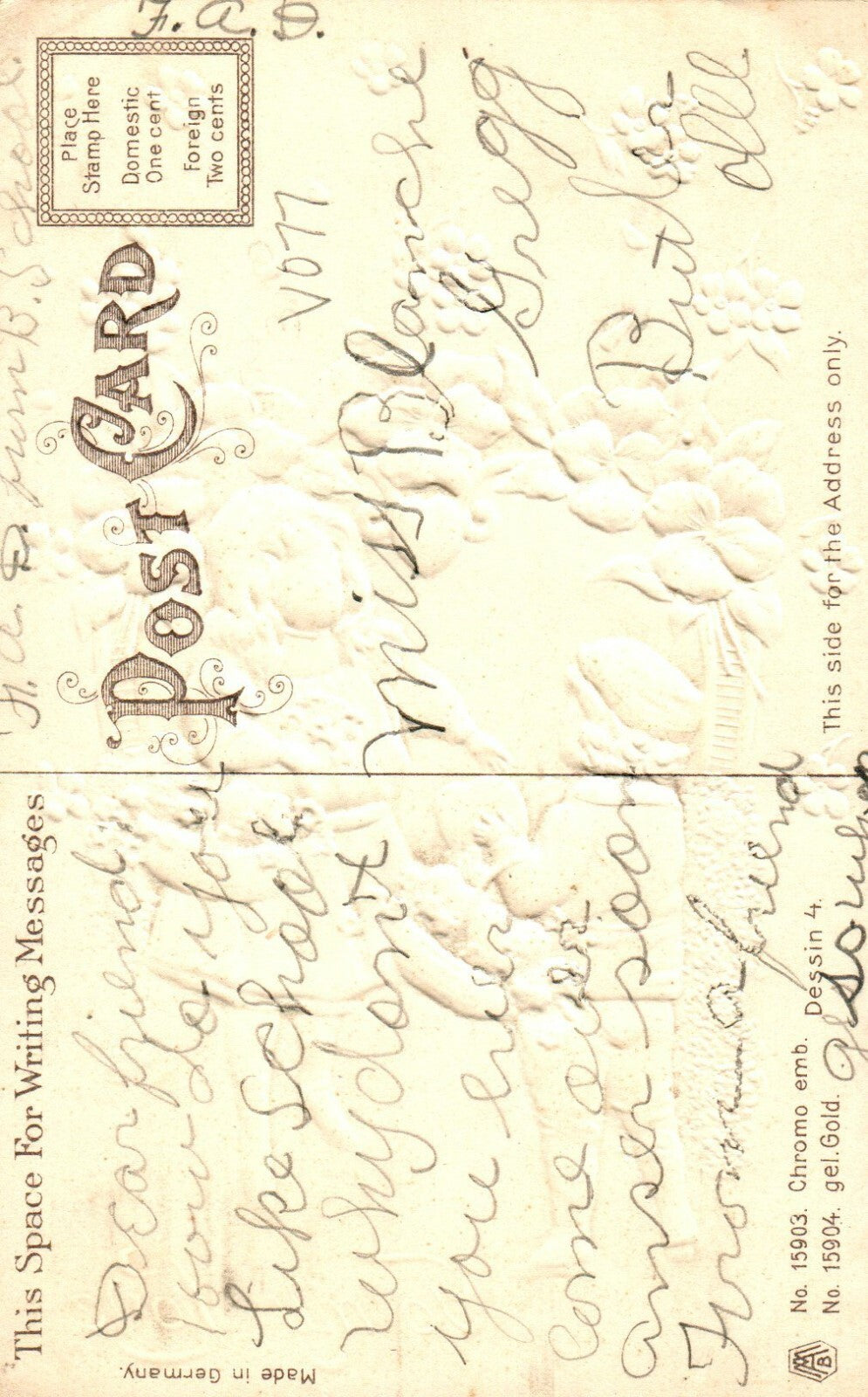 Boy Handing Over Heart To Young Girl Flower Garden To My Love Valentine Postcard