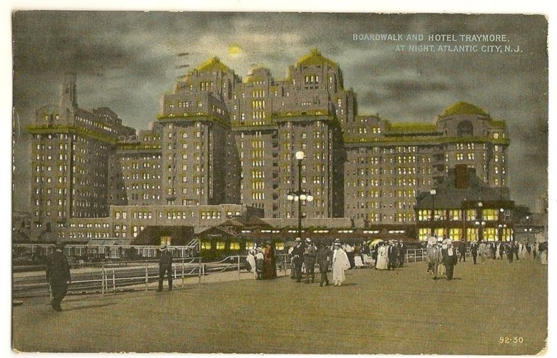 Hotel Traymore Night Atlantic City New Jersey NJ Postcard