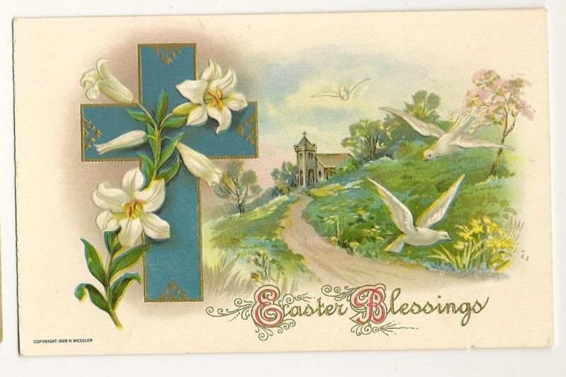 Wessler Easter Postcard Series  415 White Doves
