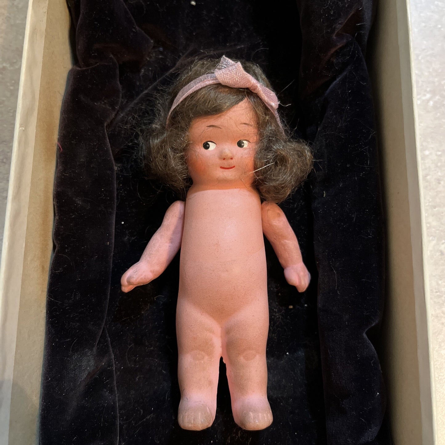 Antique 1920s Child Girl Bisque Dollhouse Doll- All original