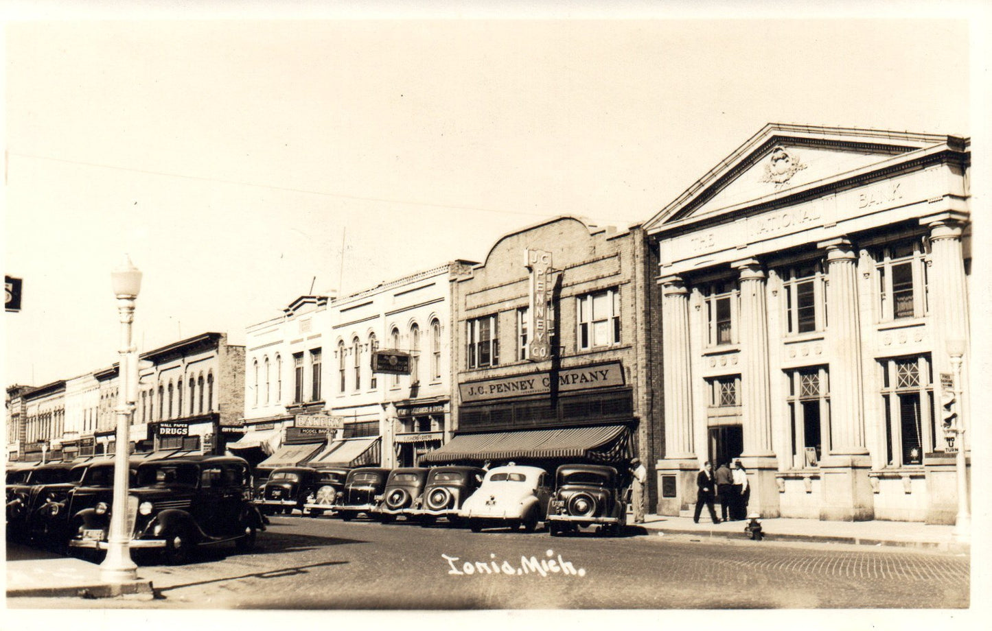 Main Street Ionia Brick Road Michigan Mich MI Postcard RPPC EKC 1939-1950