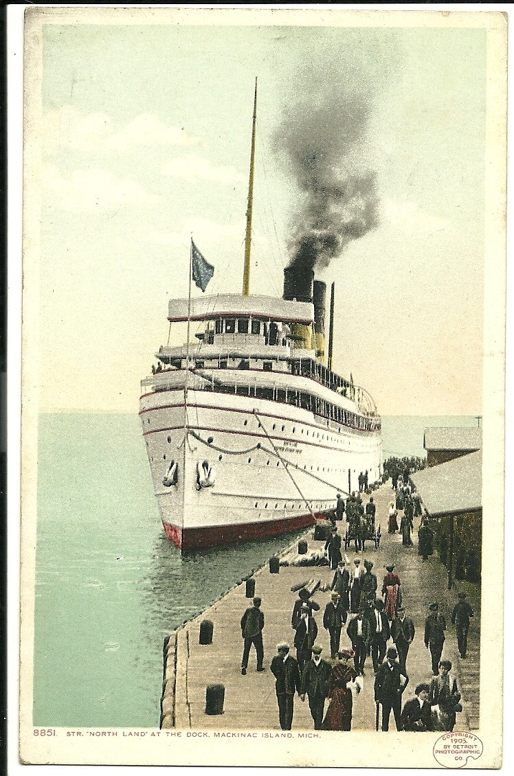 Steamer North Land at Docks Mackinac Island MI Michigan Postcard