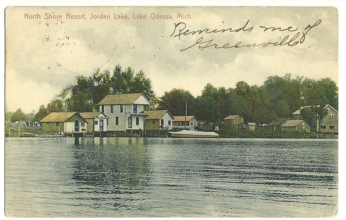 North Shore Resort Jordan Lake Lake Odessa MI Mich Michigan Postcard