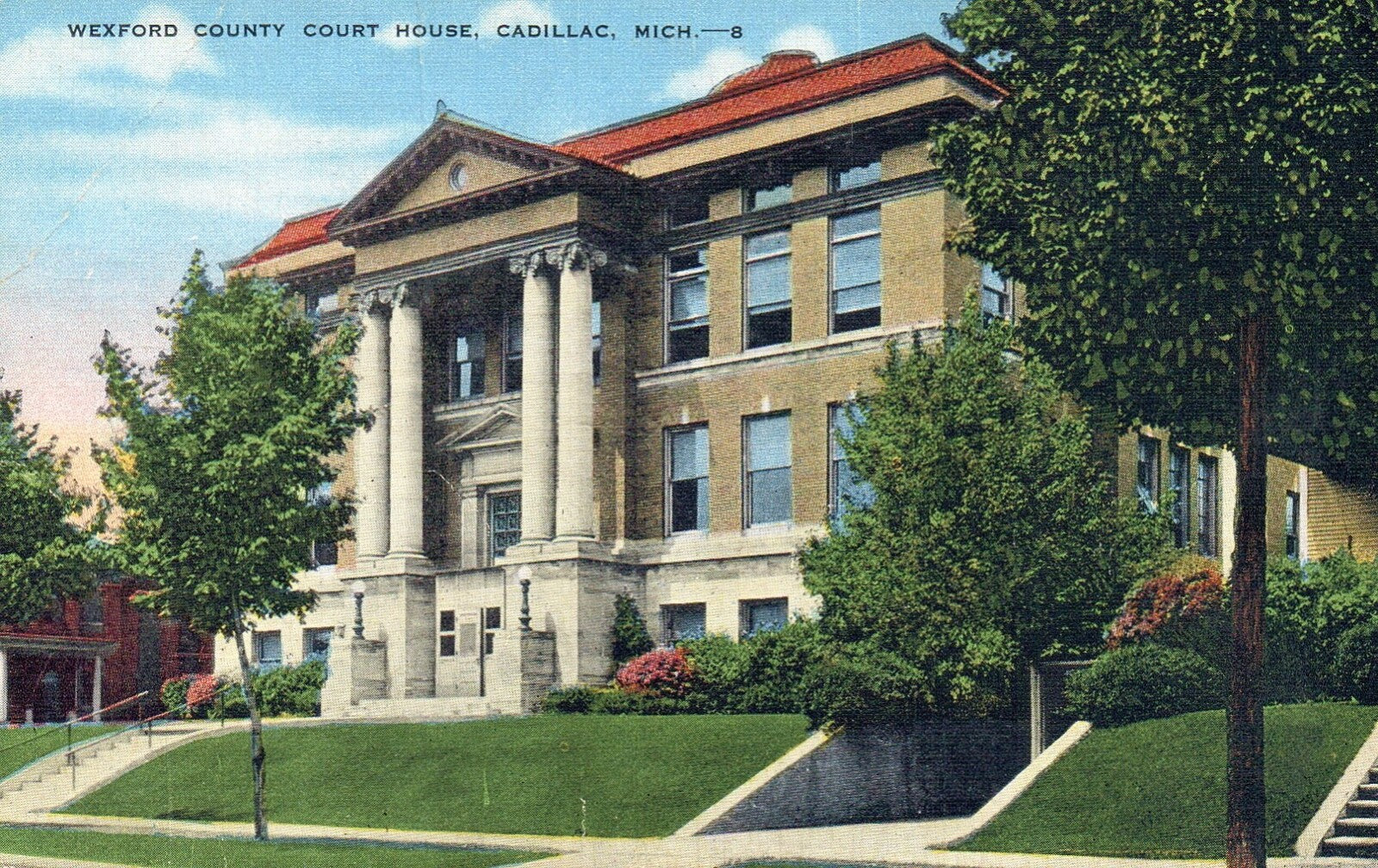 Wexford County Court House  in Cadillac MI Michigan Postcard