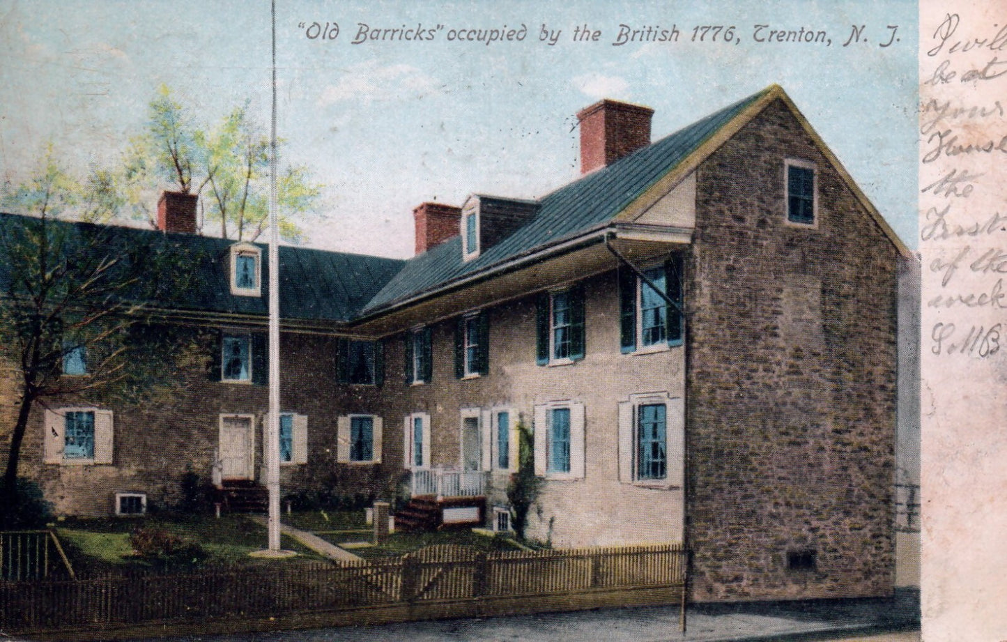 "Old Barricks" Occupied by the British 1776 in Trenton New Jersey NJ Postcard