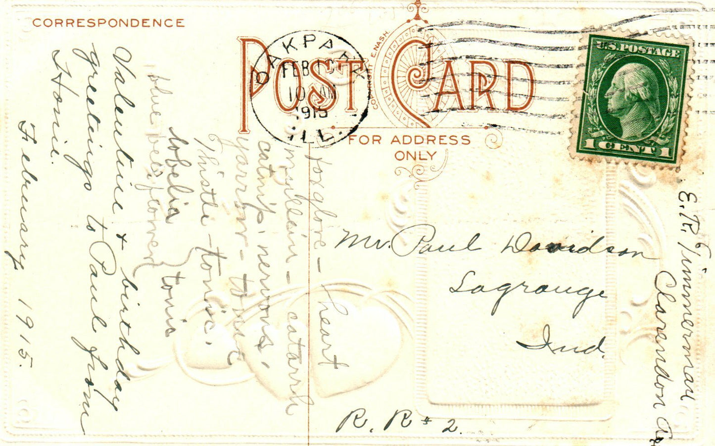 V-56 Cupid Walking Around With Net Gold Metallic Embossed Valentine Postcard