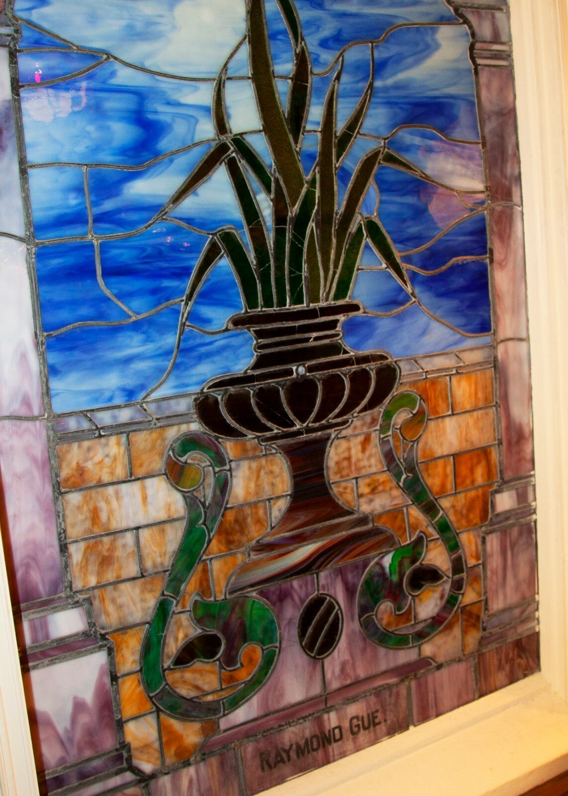 78" x 43" Multi Colored Antique Church Stained Glass Window CW Post Providence