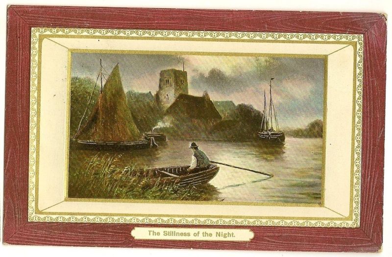 The stillness of Night Sailboat Boat Postcard 2263