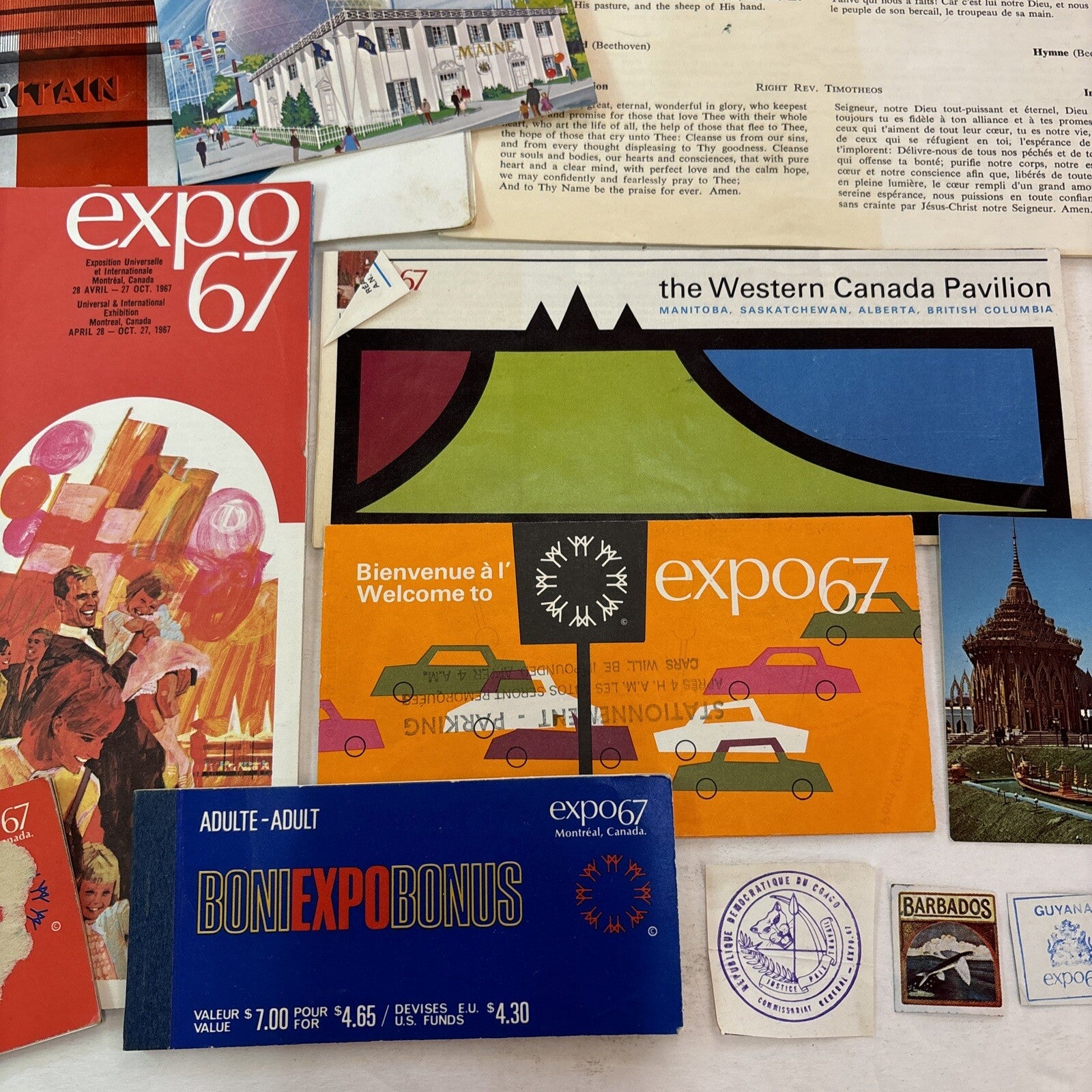 World's Fair Expo 1967 Montreal Canada Maps Brochures Tickets Postcard Stamps