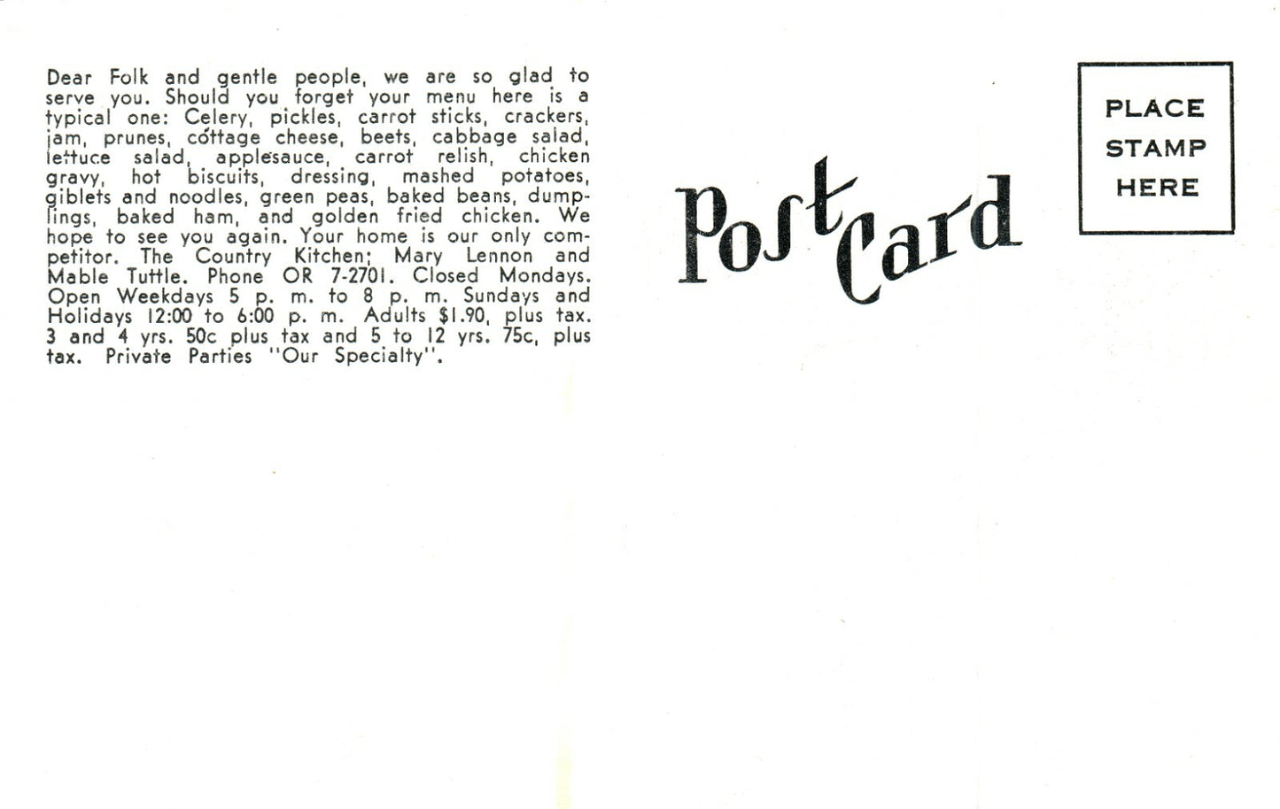 The Country Kitchen Halfway between Holt & Mason Restaurant MI Michigan Postcard