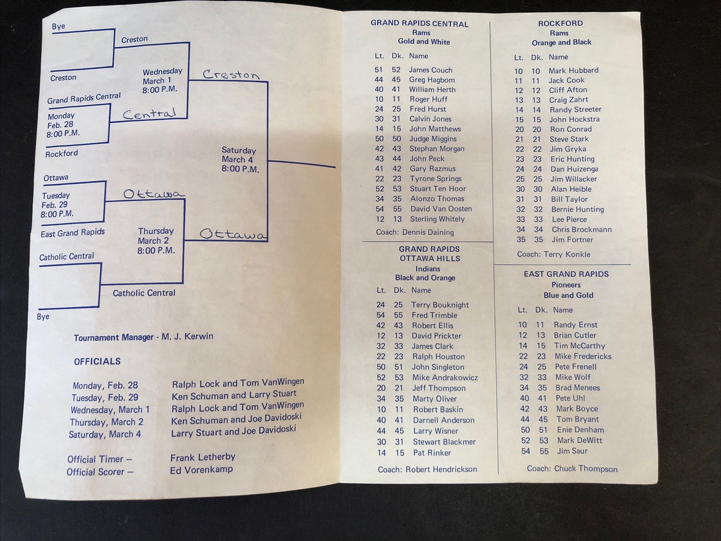 East Grand Rapids High School Class A District Tournament Basketball 1972