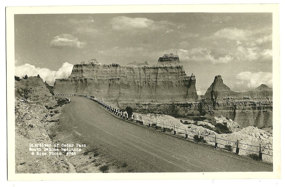 Real Photo Gilbalter of Cedar Pass Badlands National Park Postcard
