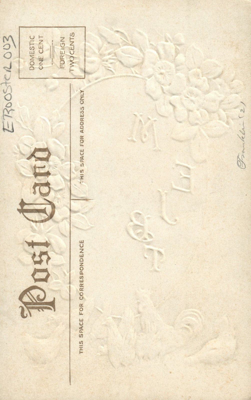 Rooster Hen Chick Apple Blossom Easter Postcard Series