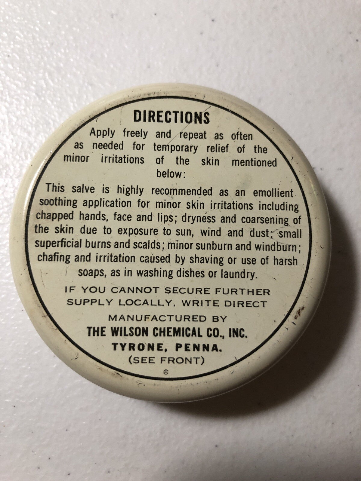 White Cloverine Vintage Petroleum Jelly Salve Tin 1oz Wilson Chemical