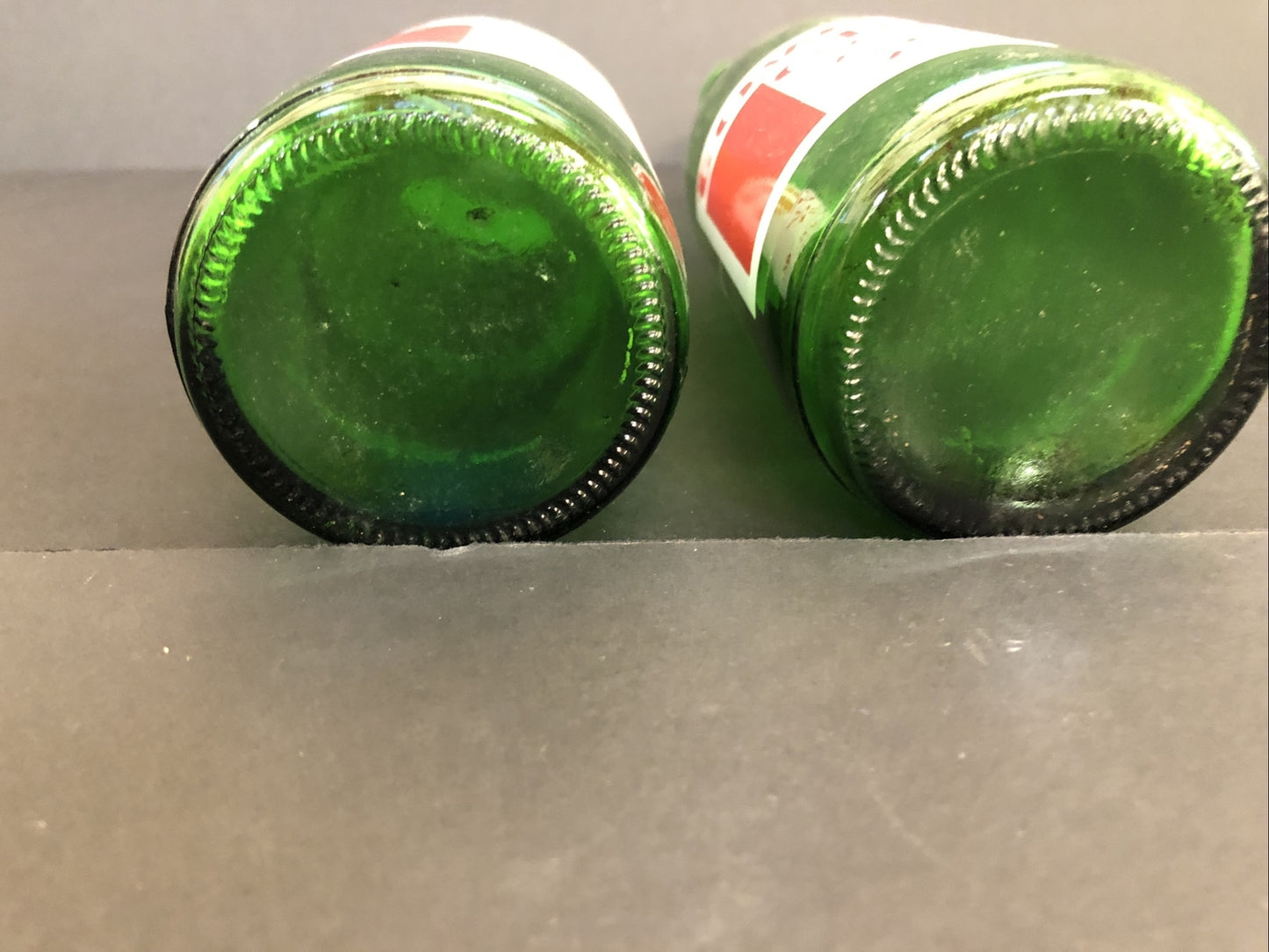 Vintage Towne Club Beverages GREEN Glass Bottle 12oz Soda Pop Lot of 2