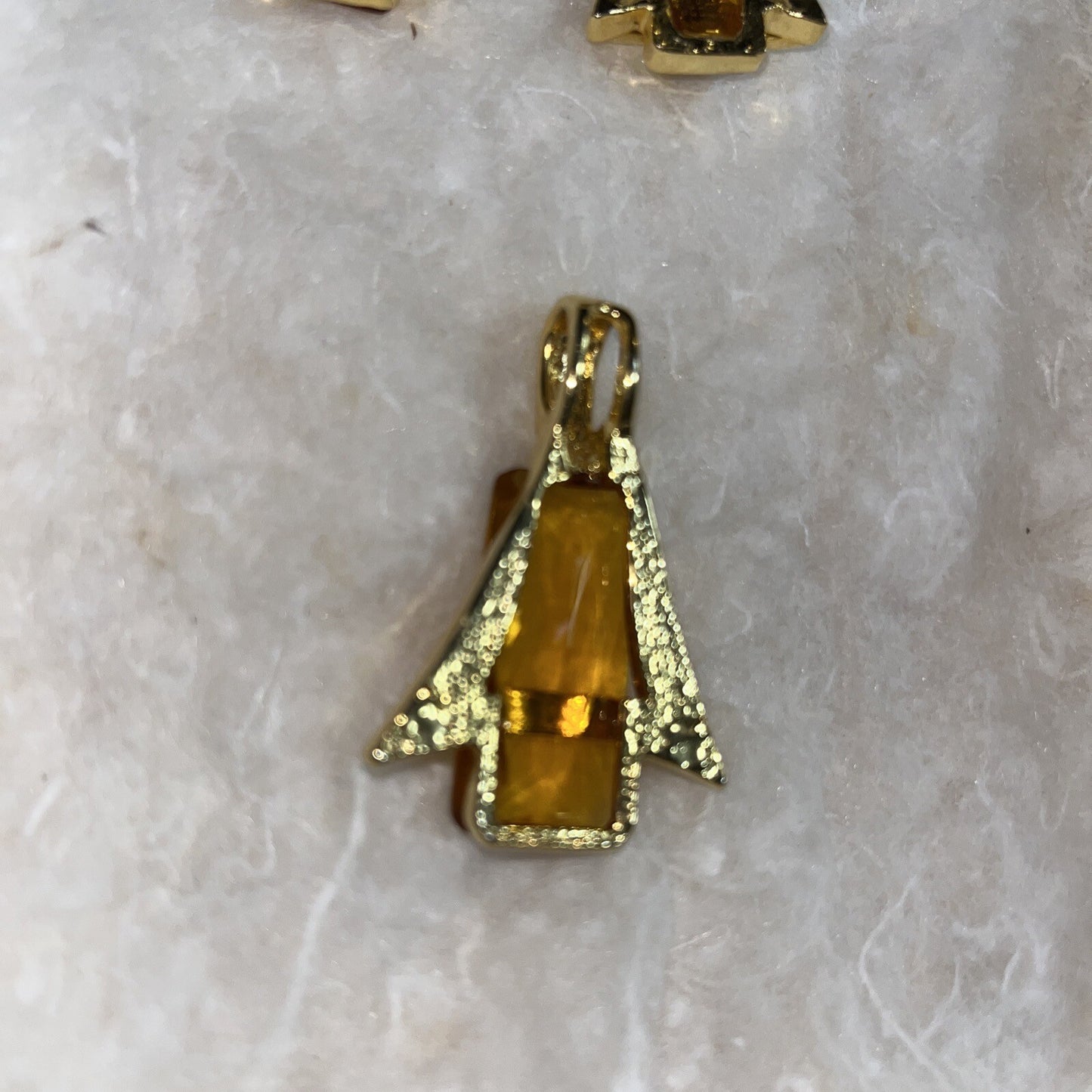 Vintage Slide & Earrings Signed Sarah Coventry Glass Orange Gold Tone Modernist