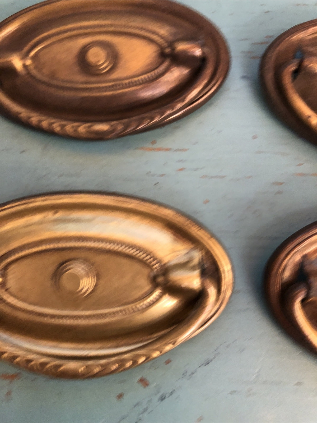 Lot of 4 Vintage ANTIQUE BRASS OVAL PULL HANDLES