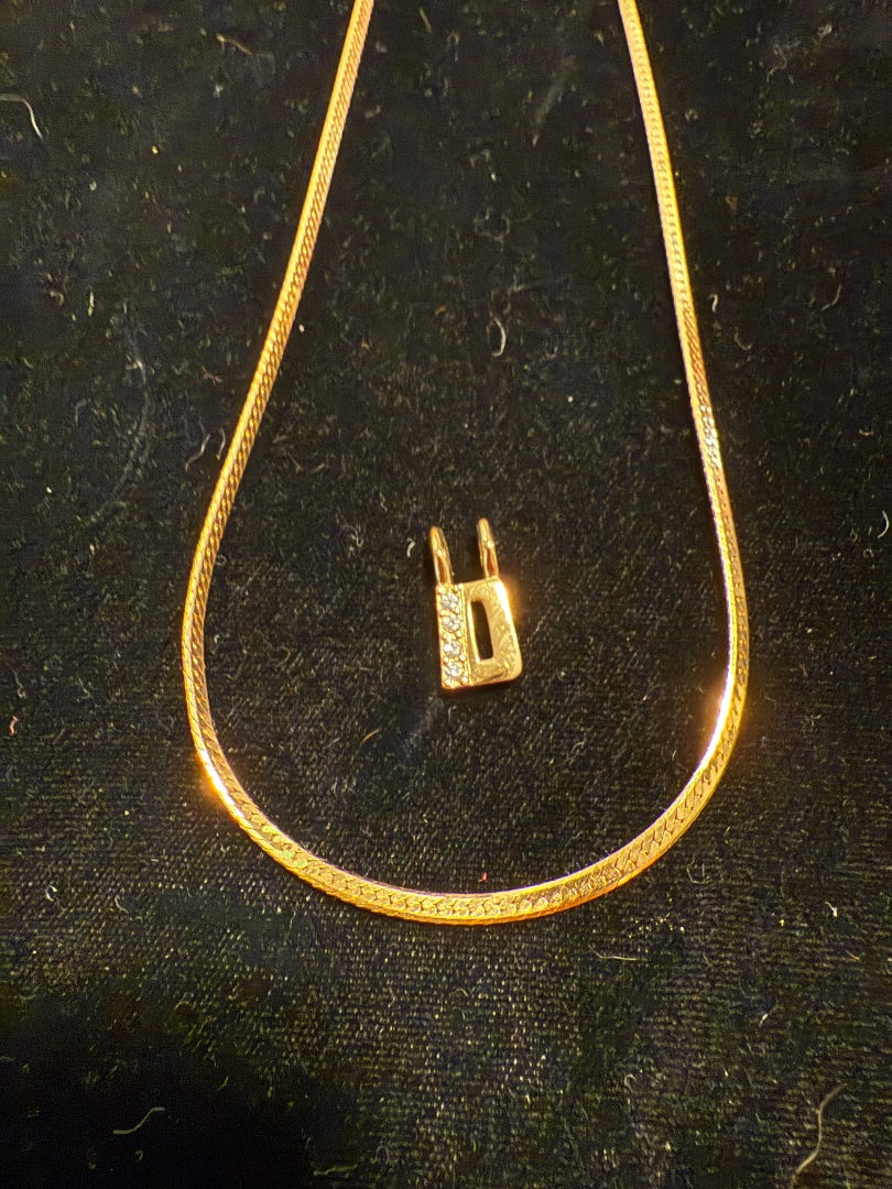 18” Gold Tone D initial monogram necklace