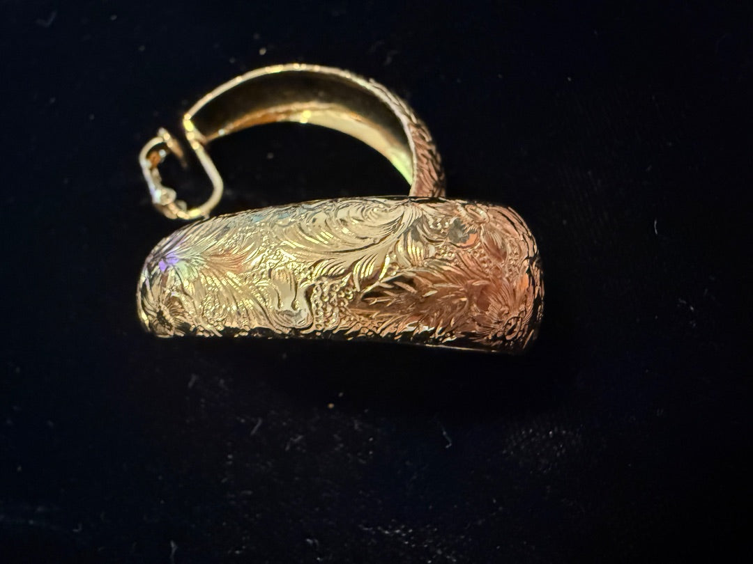 Etched Gold Hoop Avon Clip Earrings