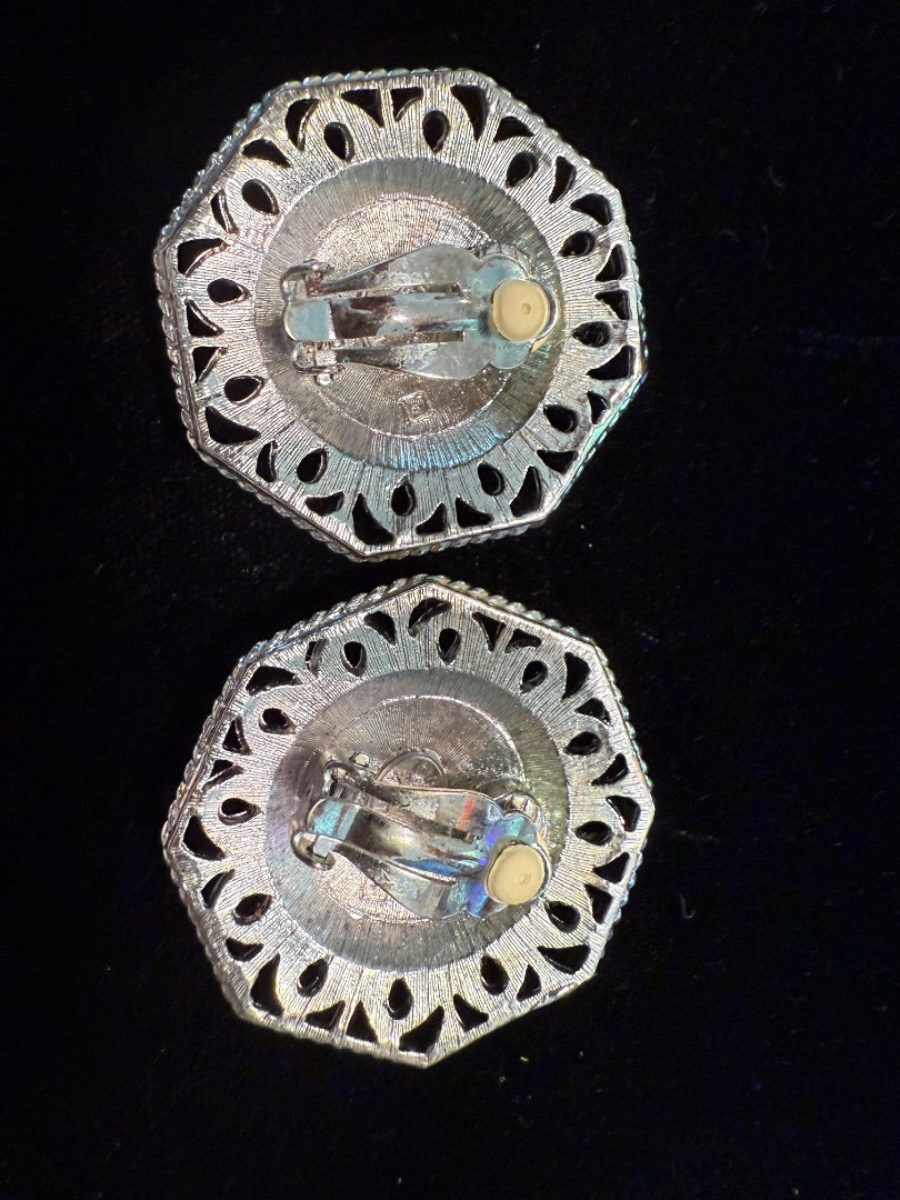 Jose Maria Barrera Avon Silver Clip Earrings