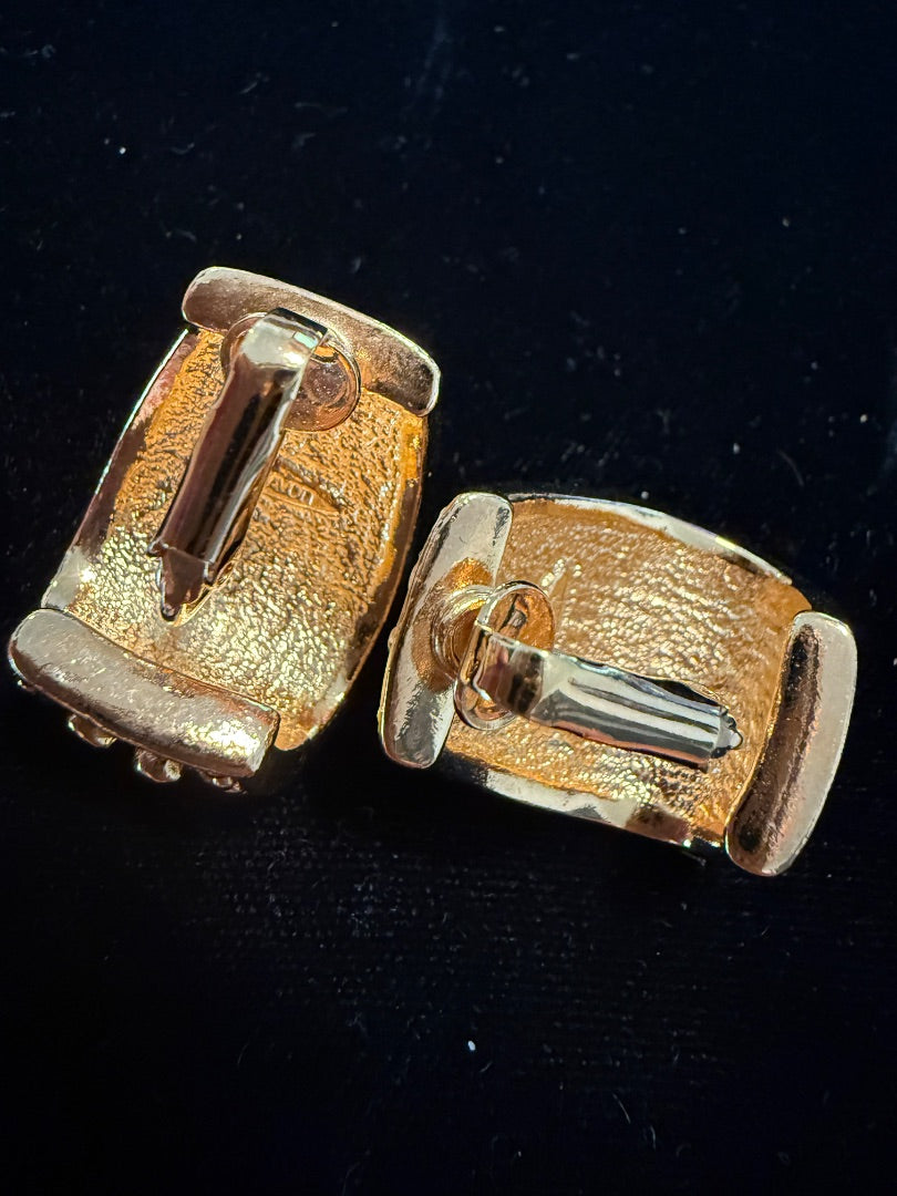 Gold Tone Etruscan design Avon Clip Earrings