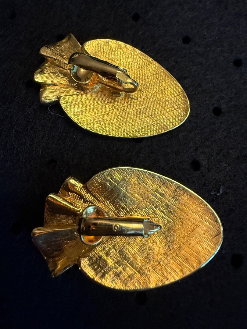 80’s Art Deco Enamel Turqoise earrings