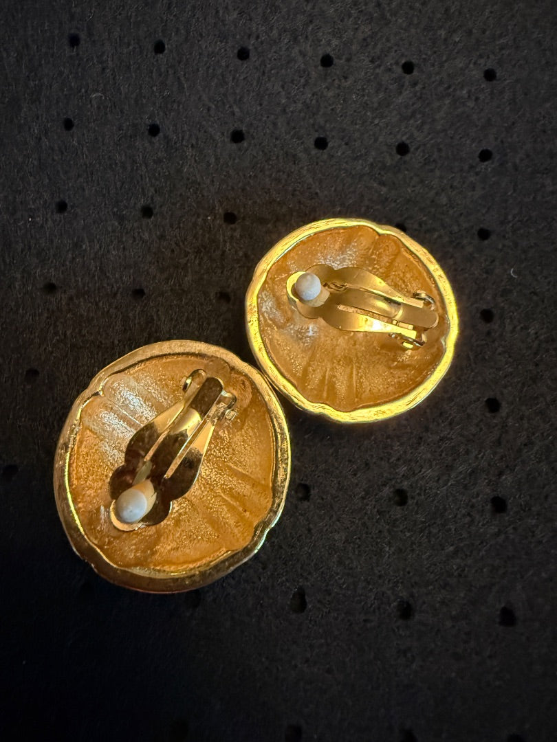 Black Gold X Clip Earrings