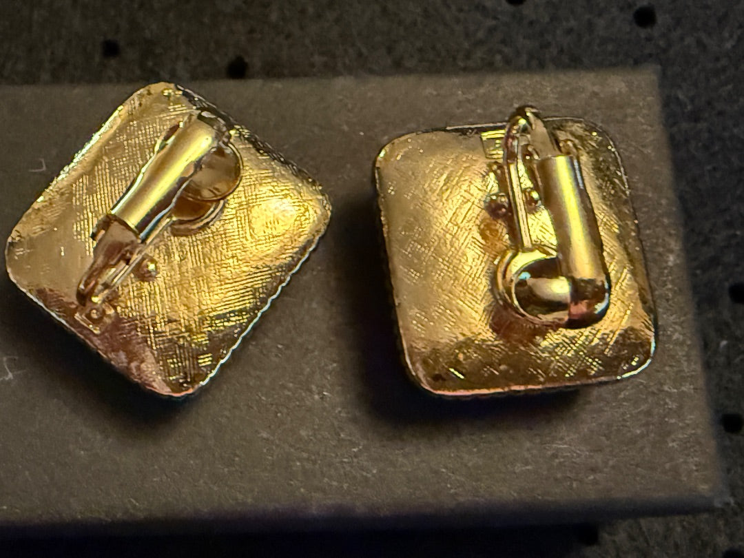 Amber Gold Clip Earrings AVON