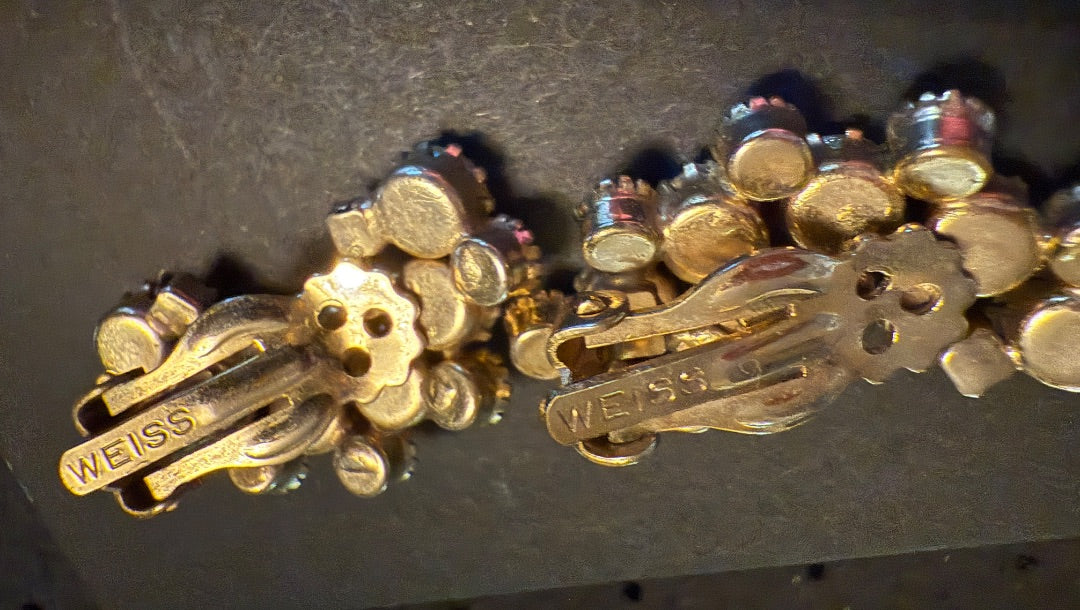 Weiss Aurora Borealis Clip Earrings