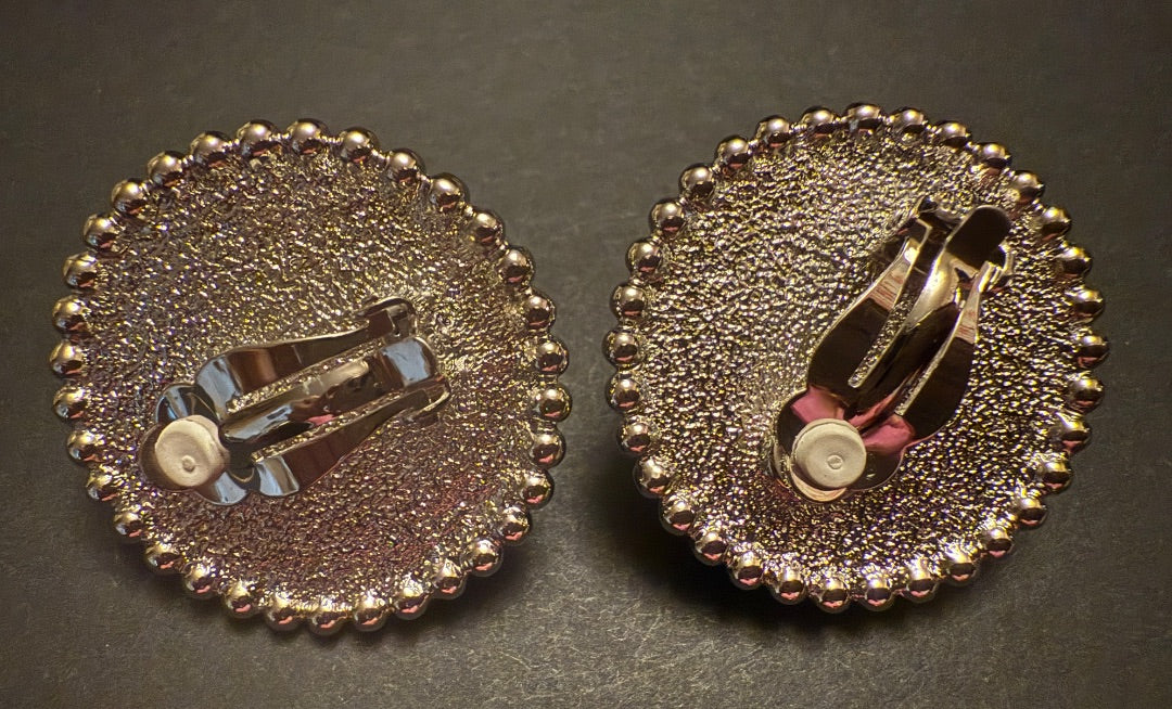 Gold Ball Circle Clip Earrings