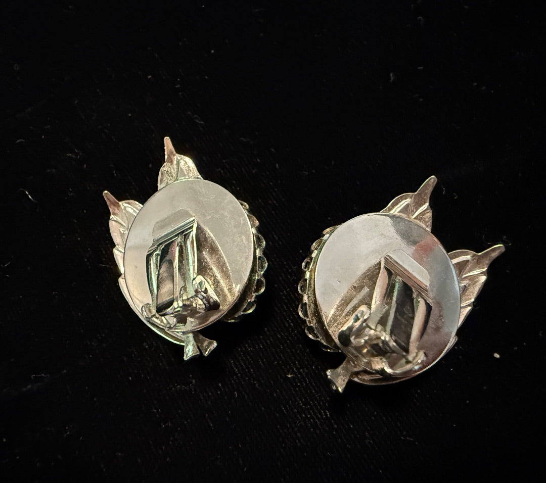 60’s vtg Avon Hematite Silver tone clip earrings