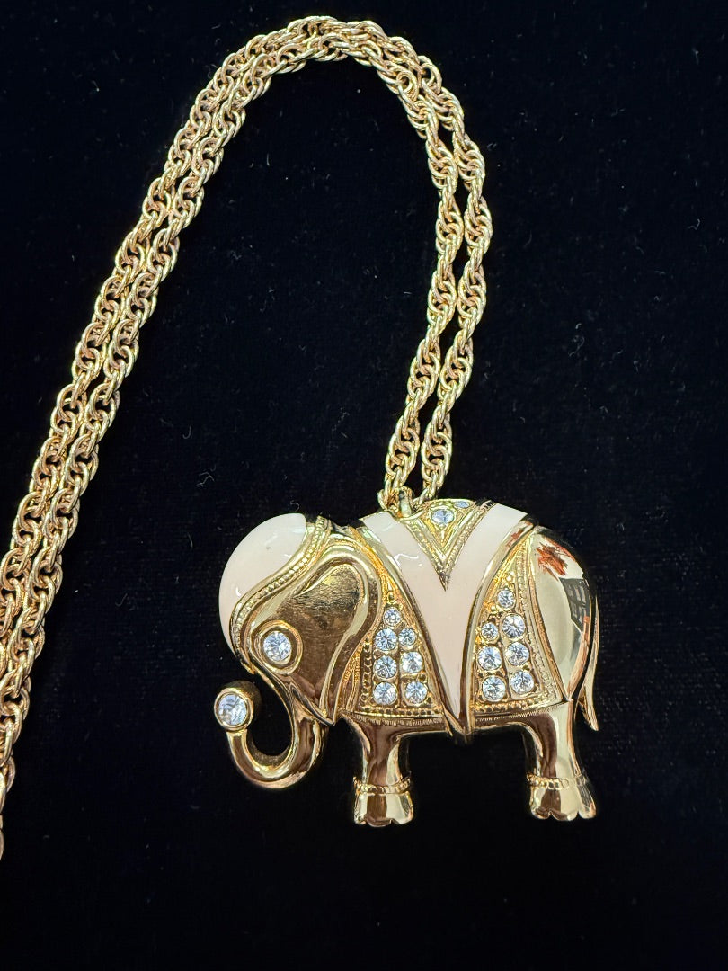 24” KJL Kenneth J Lane Avon Elephant Pin -Necklace combo
