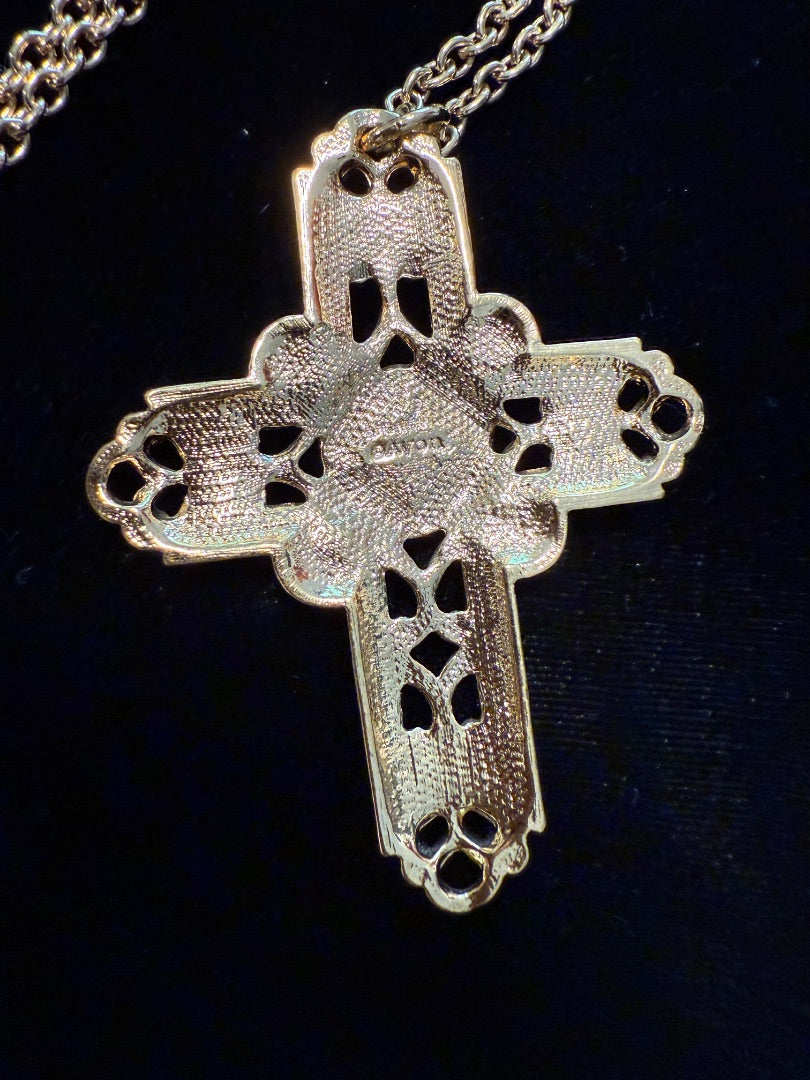 1970’s Gold Tone enamel Cross Necklace