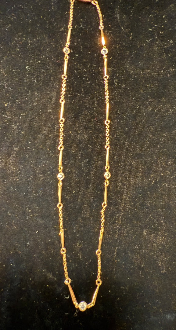 choker chain with CZ Gold Tone Necklace