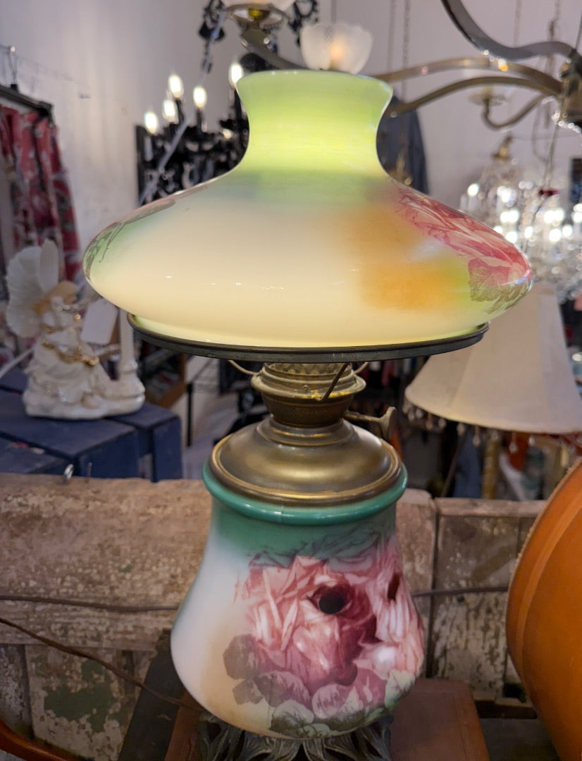 Victorian 2 light hand painted