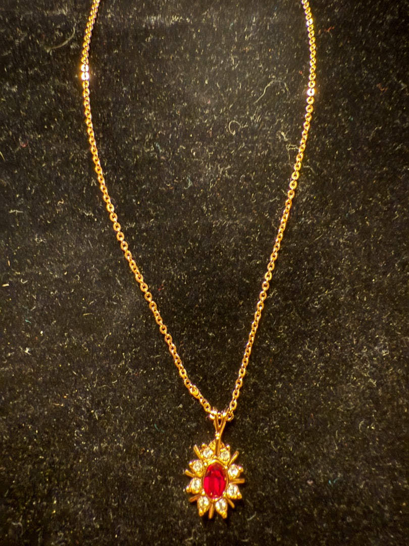 1980’s Red Rhinestone Avon Necklace