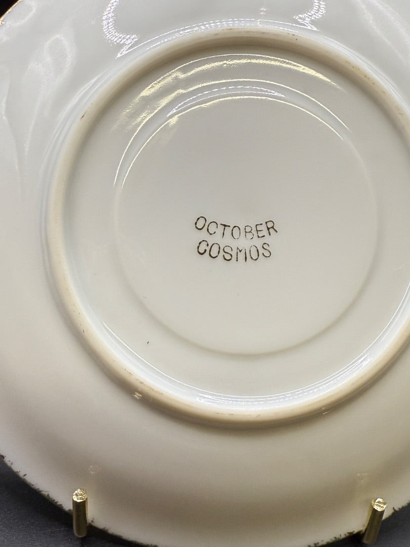 October Lusterware pink Flower teacup saucer