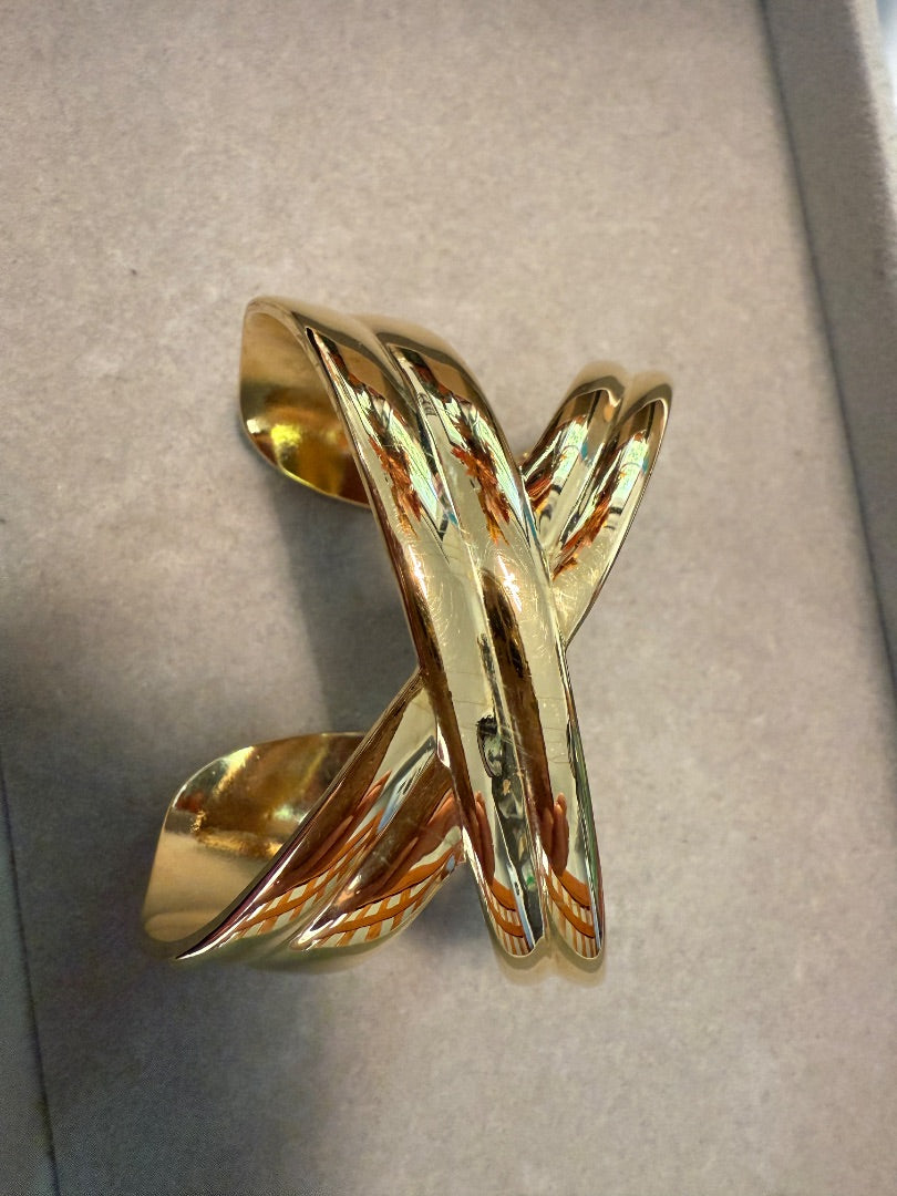 Large X Gold Tone Avon Cuff Bracelet