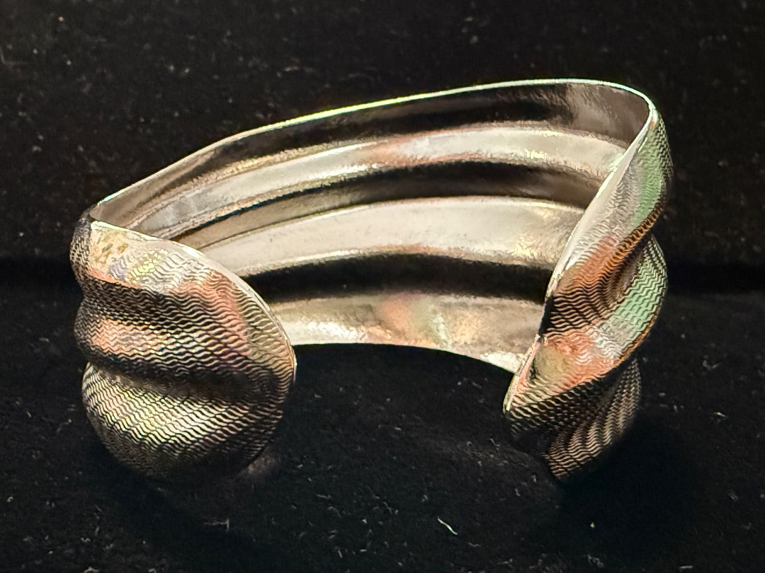 Avon Wavy Cuff Wide Silver Toned Bracelet