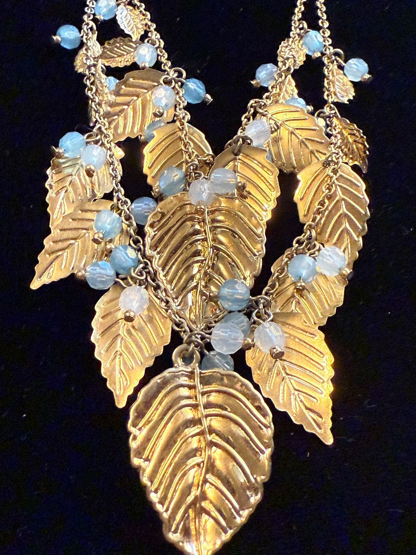 Leaves & Blue Beads 2 Strand Avon